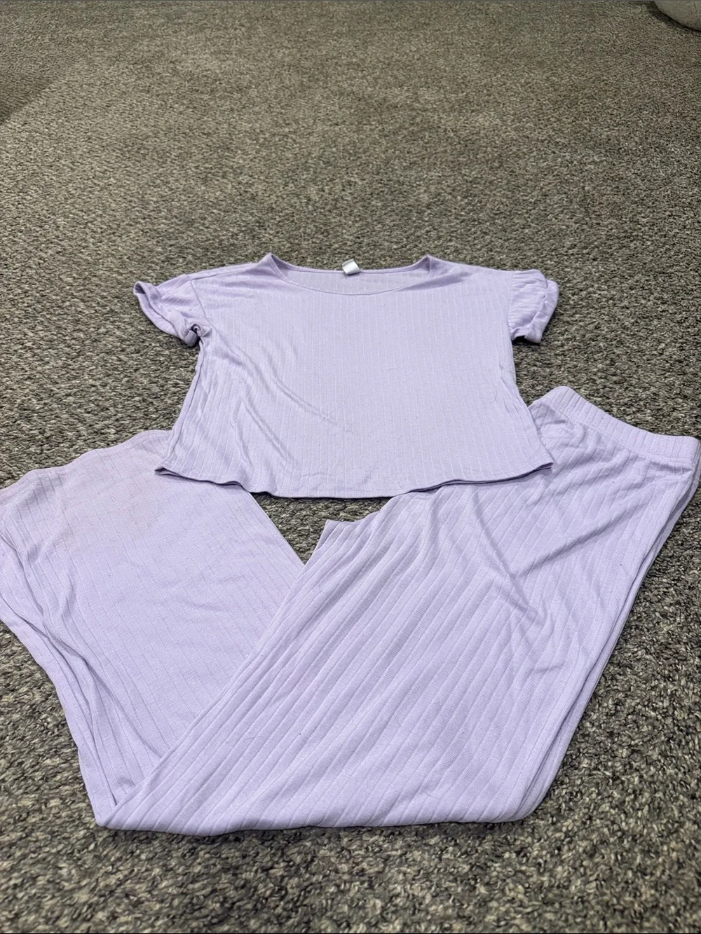 Old Navy Lavender Ribbed Kids Crop Top & Pants Set 14/16